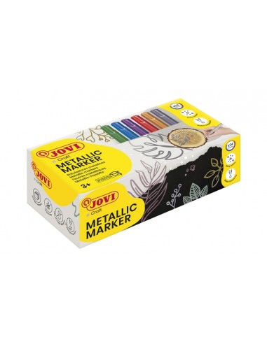 Jovi Metalic Caja de 24 Rotuladores Co - Colores Efecto Metalico - Tinta Base Agua - Facil Limpieza - Ideal para Papel Oscuro