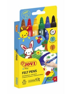 Jovi Felt Pens Estuche de 6 Rotuladores Jumbo - Tinta de Gran Fijacion - Punta Resistente - Grip Ergonomico - Capuchon