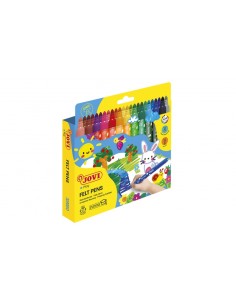 Jovi Felt Pens Estuche de 24 Rotuladores Jumbo - Amplia Variedad de Tonos - Tinta de Gran Fijacion - Punta de 3mm - Capuchon