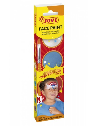 Jovi Adventure Estuche de 3 Botes 8ml Maquillaje Crema-Accesorios - Hipoalergenico - Facil Aplicacion - Base Grasa -