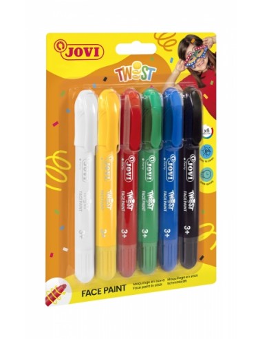 Jovi Twist Blister 6 Stick de Pintura de Cara - Hipoalergenico - Base Agua - Facil Aplicacion - Gran Cobertura - Seca Rapido