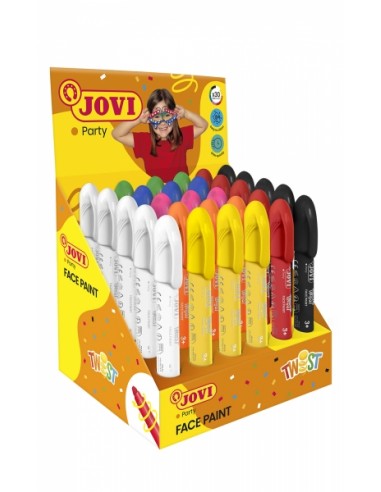 Jovi Twist Face Paint Expositor 30 Sticks de Maquillaje - Base Agua - Facil Aplicacion - para Todo Tipo de Pieles - Gran