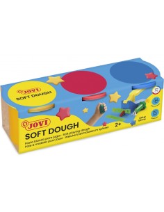 Jovi Soft Dough Blandiver Estuche de 3 Botes 110gr - Blanda y Flexible - Facil de Amasar y Moldear - Ideal para Iniciacion al