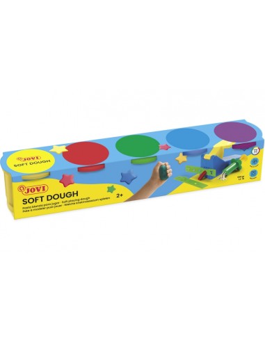 Jovi Soft Dough Estuche de 5 Botes 110G - Blanda y Flexible - Facil de Amasar y Moldear - Fomenta Creatividad y Motricidad