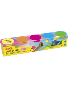 Jovi Soft Dough Estuche de 5 Botes Colores Neon - Blanda y Flexible - Facil de Amasar y Moldear - Ideal para Iniciacion al