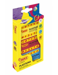 Jovi Estuche de 3 Pastillas de Plastilina 50gr - No Se Seca - sin Gluten - Facil de Moldear - Libre de Alergenos - No Toxica