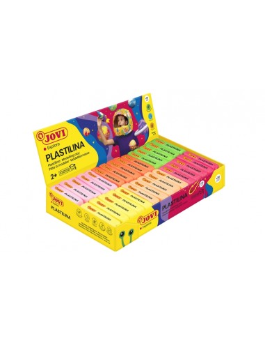 Jovi Expositor de 30 Pastillas de Plastilina 50gr - Colores Neon - 100-Vegetal - Muy Moldeable - No Se Seca - Mezclables -