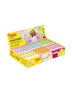 Jovi Expositor de 30 Pastillas de Plastilina 50gr - Colores Pastel - 100-Vegetal - Muy Moldeable - No Se Seca - Colores