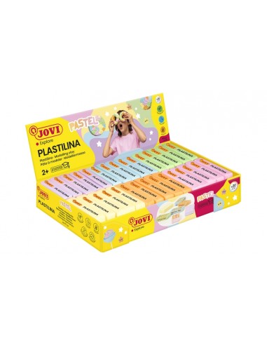 Jovi Expositor de 30 Pastillas de Plastilina 50gr - Colores Pastel - 100-Vegetal - Muy Moldeable - No Se Seca - Colores