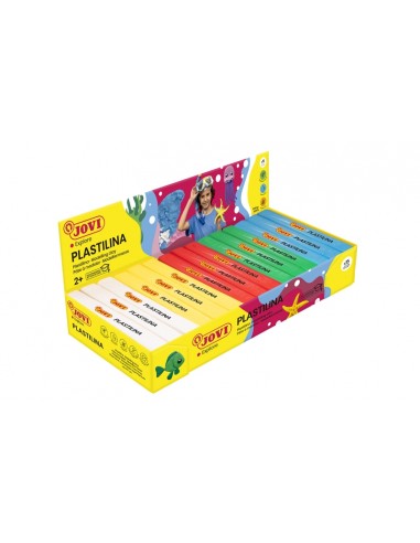 Jovi Expositor de 15 Pastillas de Plastilina 150gr - Colores Basicos - 100-Vegetal - Muy Moldeable - No Se Seca - Colores