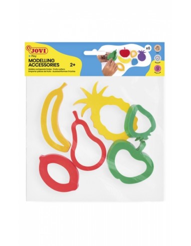 Jovi Modelling Accessories Bolsa Colgable con 6 Moldes de Corte Frutas - Moldes de Plastico para Plastilina - Formas de Fruta