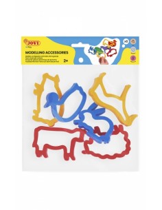 Jovi Modelling Accessories Bolsa Colgable con 6 Moldes de Corte Animales de Granja - Plastico Duradero - Formas de Animales