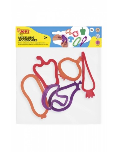 Jovi Modelling Accessories Bolsa Colgable con 6 Moldes de Corte Vegetales - Moldes de Plastico para Plastilina - Formas de