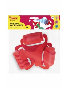 Jovi Bolsa Colgable con 3 Rodillos Espuma Grandes Estampados Diversos - Mango Resistente - Ideal para Tempera-Pintura de