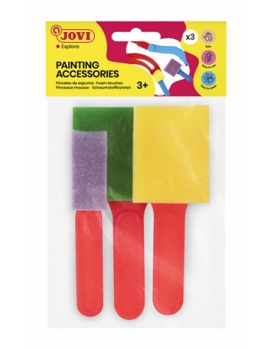 Jovi Painting Accessories Pack de 3 Pinceles de Espuma - Tamaños Diferentes - Especiales para Pintura de Dedos - Faciles de