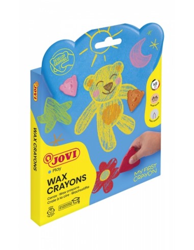 Jovi My First Crayon Estuche de 8 Ceras con Forma de Oso - Resistentes - No Manchan - Diseño Ergonomico - Fomenta El