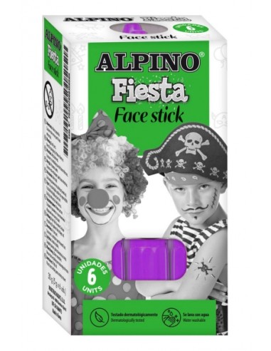 Alpino Fiesta Face Stick Pack con 6 Barritas de Pintura Facial - Sistema Retractil Giratorio - Se Lava con Agua - Testado