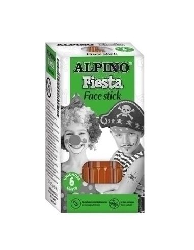 Alpino Fiesta Face Stick Pack con 6 Barritas de Pintura Facial - Sistema Retractil Giratorio - Se Lava con Agua - Testado