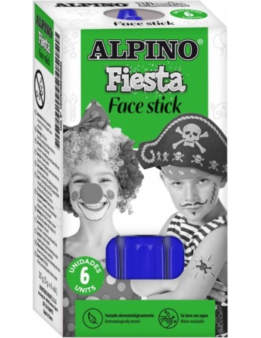 Alpino Fiesta Face Stick Pack con 6 Barritas de Pintura Facial - Sistema Retractil Giratorio - Se Lava con Agua - Testado