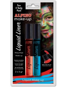 Alpino Make-up Liquid Liner Pack con 2 Botes de Maquillaje Liquido con Aplicador - Se Lava con Agua - Testado