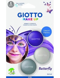 Giotto Make Up Butterfly Pack con 3 Maquillajes Faciales de Tematica Mariposa - Se Lava con Agua - Dermatologicamente Testado