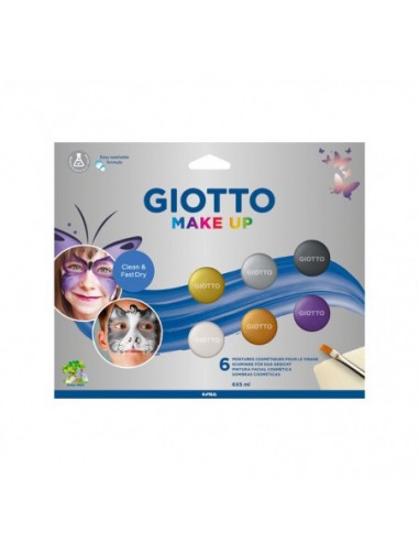 Giotto Make Up Metallic Pack con 6 Maquillajes Faciales - Se Lava con Agua - Dermatologicamente Testado - Colores Metalicos
