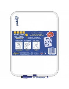 Alpino Clipper Pizarra Blanca 25.5x18cm - Una Cara Blanca y otra con Cuadricula - Borrado en Seco - Incluye Rotulador con