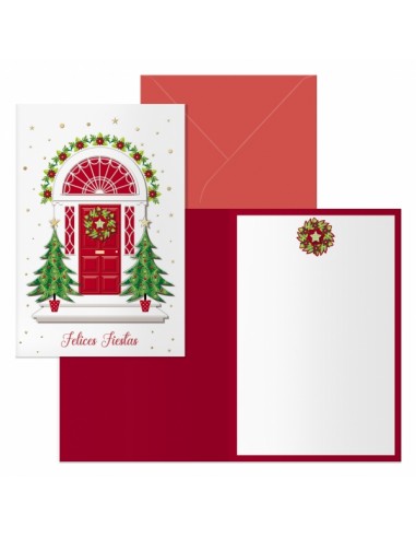 Dohe Red Door Pack de 6 Tarjetas de Felicitacion Navideña con Sobre - Tamaño Cerrada 11.5x17cm-Abierta 23x17cm - Papel