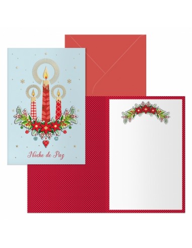 Dohe Candel Pack de 6 Tarjetas de Felicitacion Navideña con Sobre - Tamaño Cerrada 11.5x17cm-Abierta 23x17cm - Papel