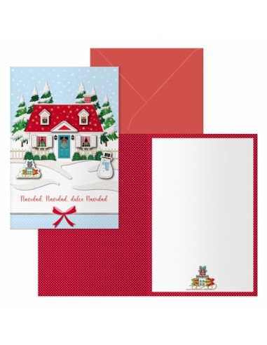 Dohe Home Pack de 6 Tarjetas de Felicitacion Navideña con Sobre - Tamaño Cerrada 11.5x17cm-Abierta 23x17cm - Papel Offset