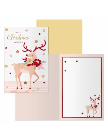 Dohe Nara Pack de 6 Tarjetas de Felicitacion Navideña con Sobre - Tamaño Cerrada 11.5x17cm-Abierta 23x17cm - Papel Offset