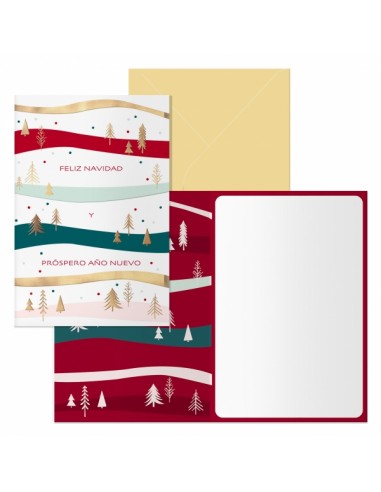 Dohe Grove Pack de 6 Tarjetas de Felicitacion Navideña con Sobre - Tamaño Cerrada 11.5x17cm-Abierta 23x17cm - Papel Offset