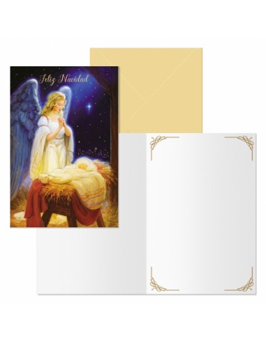 Dohe Angel Pack de 6 Tarjetas de Felicitacion Navideña con Sobre - Tamaño Cerrada 11.5x17cm-Abierta 23x17cm - Papel Offset