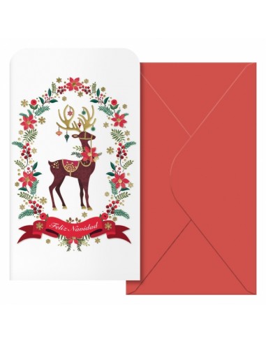 Dohe Caribu Pack de 6 Tarjetas Billeteros de Felicitacion Navideña con Sobre - Tamaño 9x16cm - Papel Offset - Impresas a