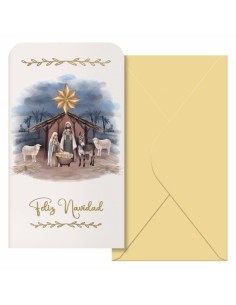 Dohe Maria Pack de 6 Tarjetas Billeteros de Felicitacion Navideña con Sobre - Tamaño 9x16cm - Papel Offset - Impresas a