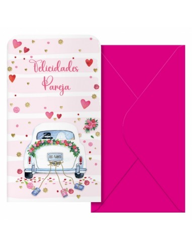 Dohe Wedding Pack de 6 Tarjetas Billeteros de Felicitacion de Boda con Sobre - Tamaño 9x16cm - Papel Offset - Impresas a