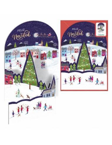 Dohe Mañana de Navidad Pack de 6 Tarjetas Desplegables de Felicitacion Navideña con Sobre - Impresas a todo Color