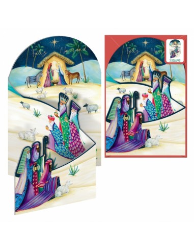 Dohe Estrella de Oriente Pack de 6 Tarjetas Desplegables de Felicitacion Navideña con Sobre - Impresas a todo Color