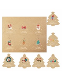 Dohe Navidad Kraft Pack de 48 Etiquetas para Regalos - Diseños Navidad - Tamaño 4 5x5cm - Troqueladas sobre Cartulina -