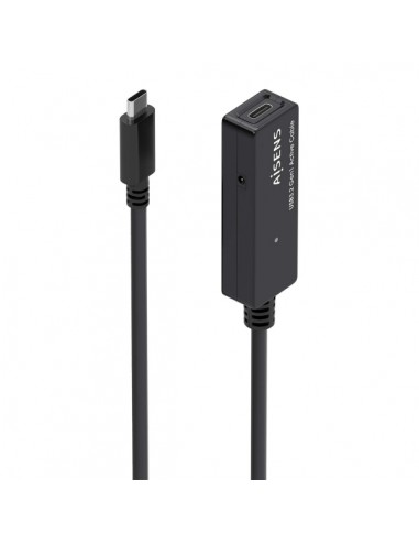 Aisens Cable USB 3.2 Gen1x1 Prolongador con Amplificador - USB-C M-USB-C H - 5m - Color Negro