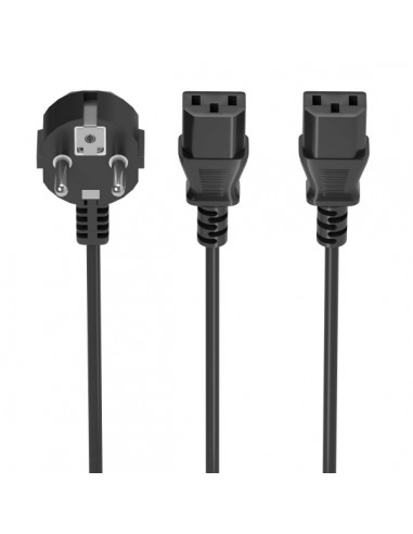 Aisens Cable Alimentacion CPU - CEE7 M-2xC13 H - 1.8m - Color Negro