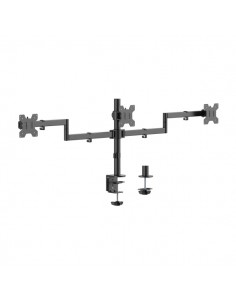 Aisens Soporte de Mesa Eco Giratorio e Inclinable para 3 Monitores 10Kg (3 Pivotes - 2 Brazos) de 13-27" - Color Negro