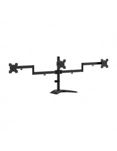 Aisens Soporte de Mesa con Peana Eco Giratorio e Inclinable para 3 Monitores 10Kg (3 Pivotes - 2 Brazos) de 13-27" - Color
