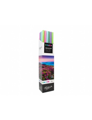 Fabrisa ColorPlus Expositor de 30 Rollos de Papel Regalo - Papel Kraft Verjurado de 70gr - Medidas del Rollo 1x3m - Colores