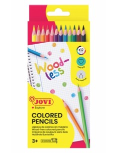 Jovi Woodless Pack de 12 Lapices de Colores - Forma Triangular - Minas Resistentes - Sin Madera - Colores Surtidos