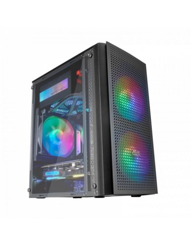 Mars Gaming MC300 Caja Gaming Compacta - Ventana Cristal Templado - Triple Ventilacion FRGB - Rejilla Frontal TOTAL-MESH -