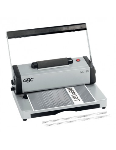 GBC MC59 Encuadernadora A4 de Espiral Metalica - Encuaderna hasta 450 Hojas - Perfora hasta 20 Hojas - Alicate de corte
