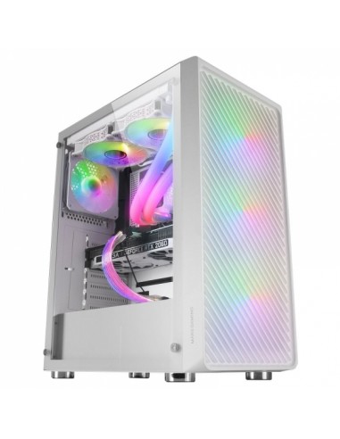 Mars Gaming MC-F Semitorre Gaming - 4 Ventiladores ARGB - Ventana Cristal Templado - Soporte Refrigeracion Liquida - Color