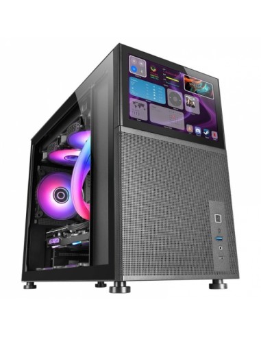Mars Gaming MC-LCD Caja PC Gaming - Diseño Compacto Micro-ATX - Pantalla LCD IPS 8" - Conectividad USB-C y USB 3.0 - Soporte