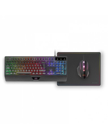 Mars Gaming MCP124 Combo Gaming 3en1 - Teclado H-Mech FRGB - Raton RGB Switches HUANO - Alfombrilla Nanotextil Rainbow -